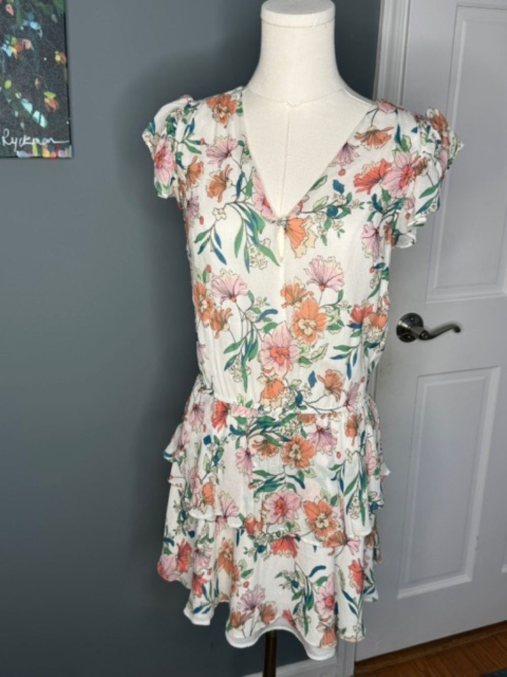 Yumi Kim Floral Ruffle Mini Dress – Size Small